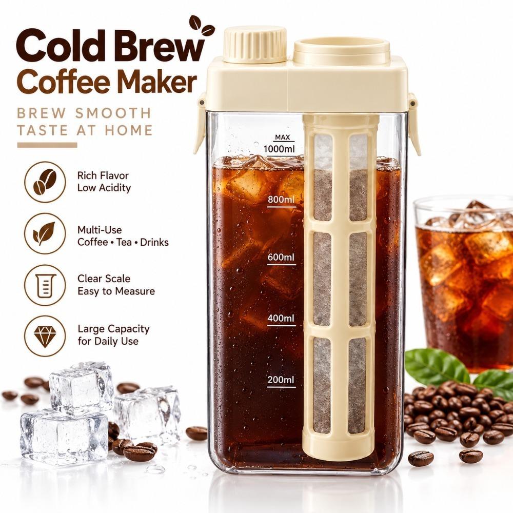 Built In Measurement Scale Cold Brew Pitcher Brewing Coffee Carafe Home Camping