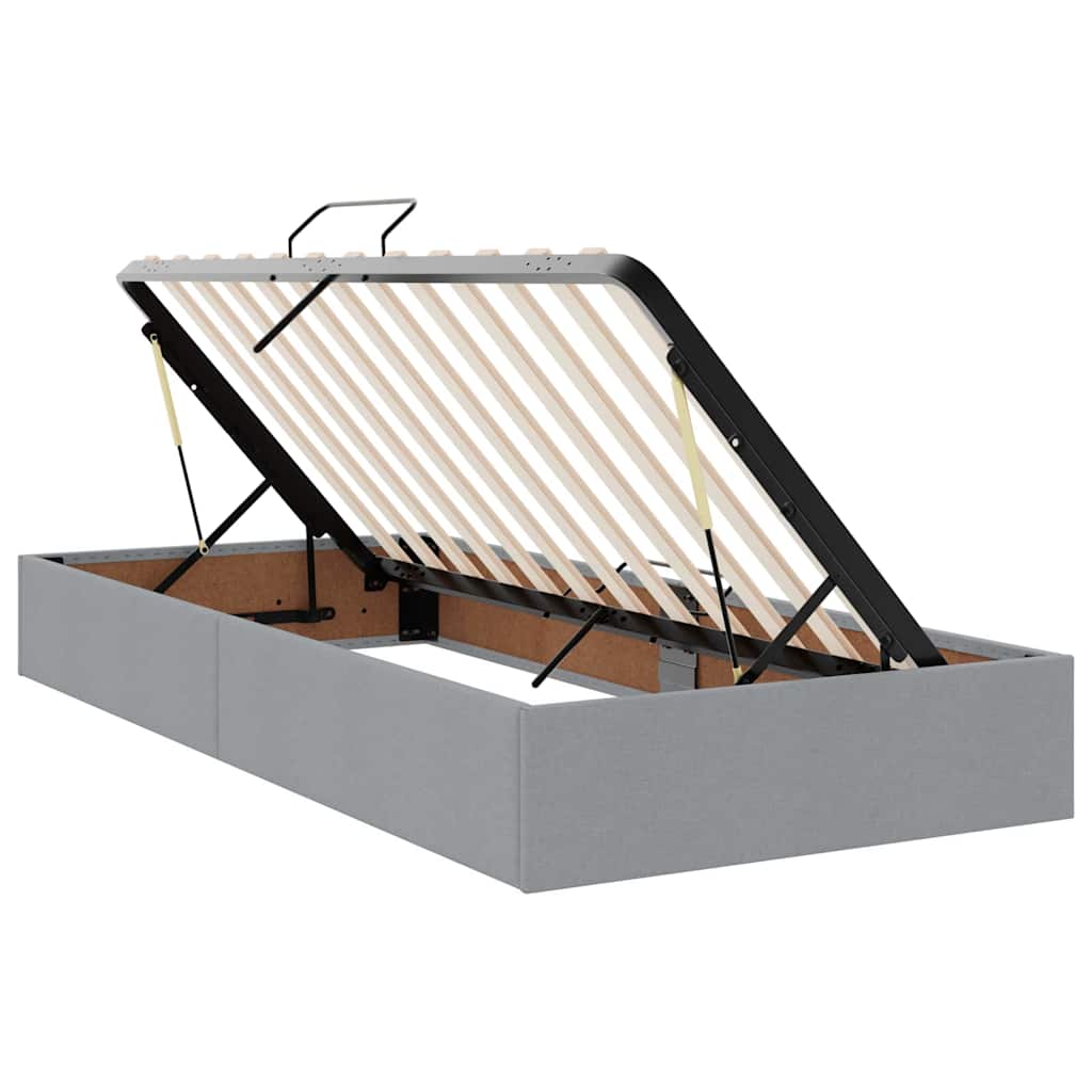 LED Storage Bed with Mattress Light Grey 90 x 200 cm Fabric
