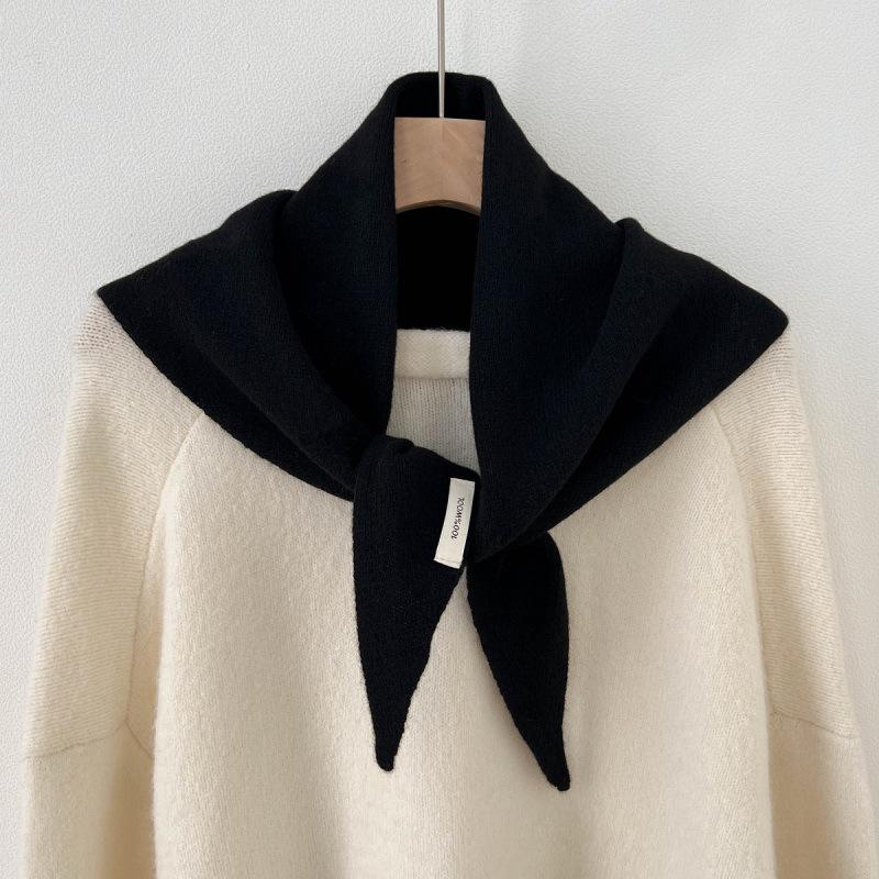 Premium Australian Wool and Cashmere Solid Color Women's Triangle Shawl-Scarf
