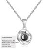 S925 Silver Peach Heart Projection Necklace 'I Love You' in 100 Languages