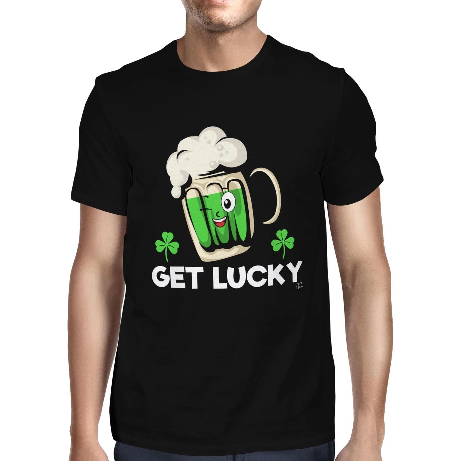 1Tee Mens Get Lucky Irish Beer T-Shirt L