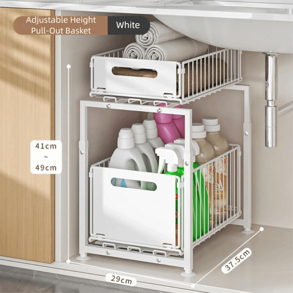 

Pull Out Kitchen Storage Rack Metal Cabinet Organizer Spice Jar Storage Rack Home Organization білий