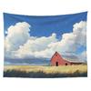 Farmland Red Barn Tapestry Vintage Wheat Field Wall Hanging Small Town Rustic Backdrop Art Country Home Decor for Bedroom A Gift
