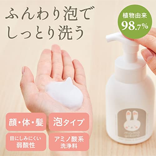 Mamagokoro Foaming Body Shampoo for Sensitive Skin In Babies and Adults, 250ml (98.7% Plant-Derived, Mildly Acidic, Amino Acid-Based, Gentle On Face,