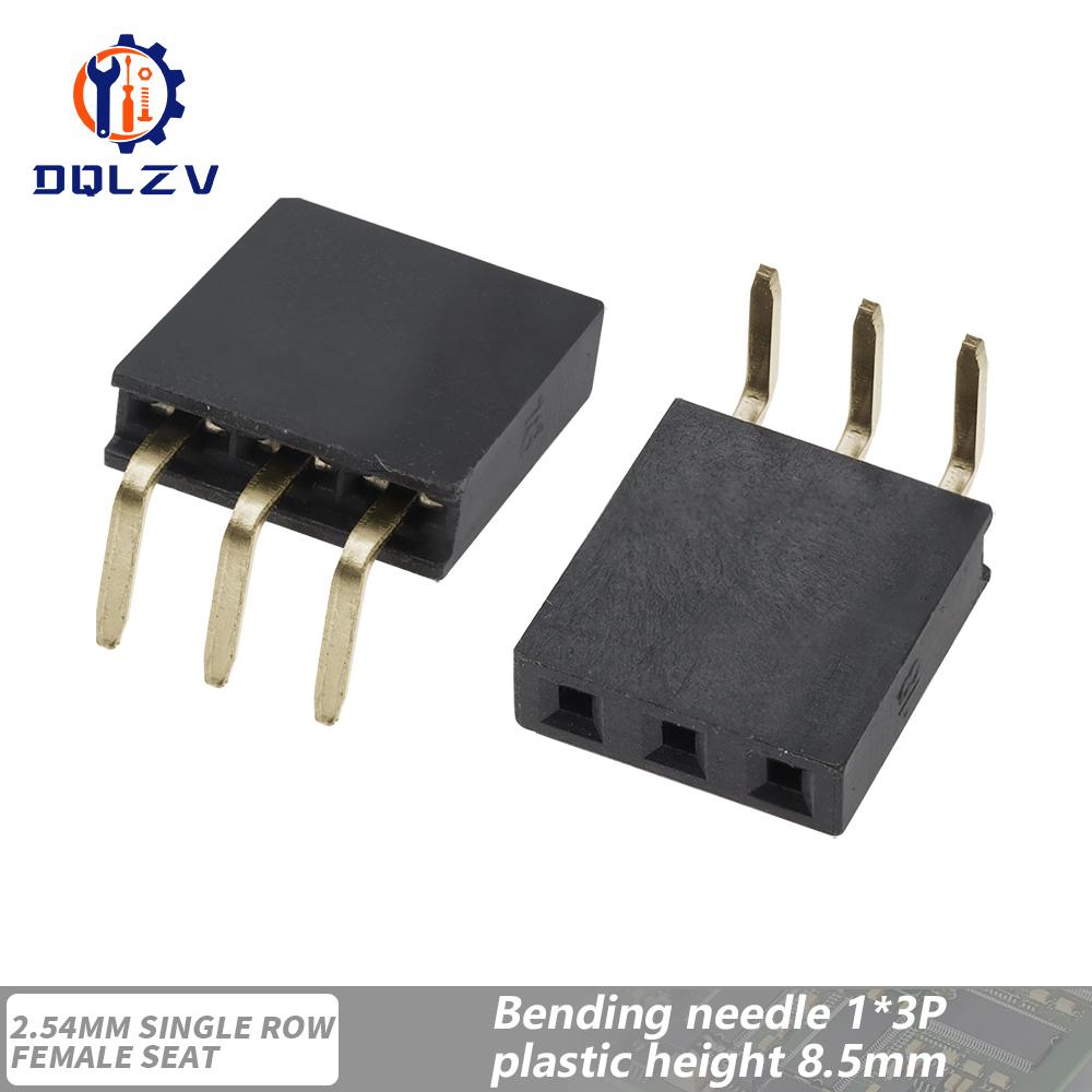 2.54mm Single Row Female Right Angle Pin Header Socket 1*2/3/4/5/6/7/8/9/10/20/40Pin Connector For Arduino