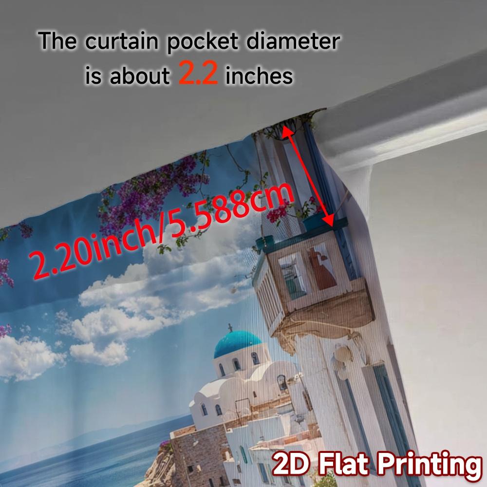 2pcs, 2D FLAT PRINTING Curtains (Without Rod) Santorini Bliss Print Modern Curtains Polyester Curtains Festive Suitable for