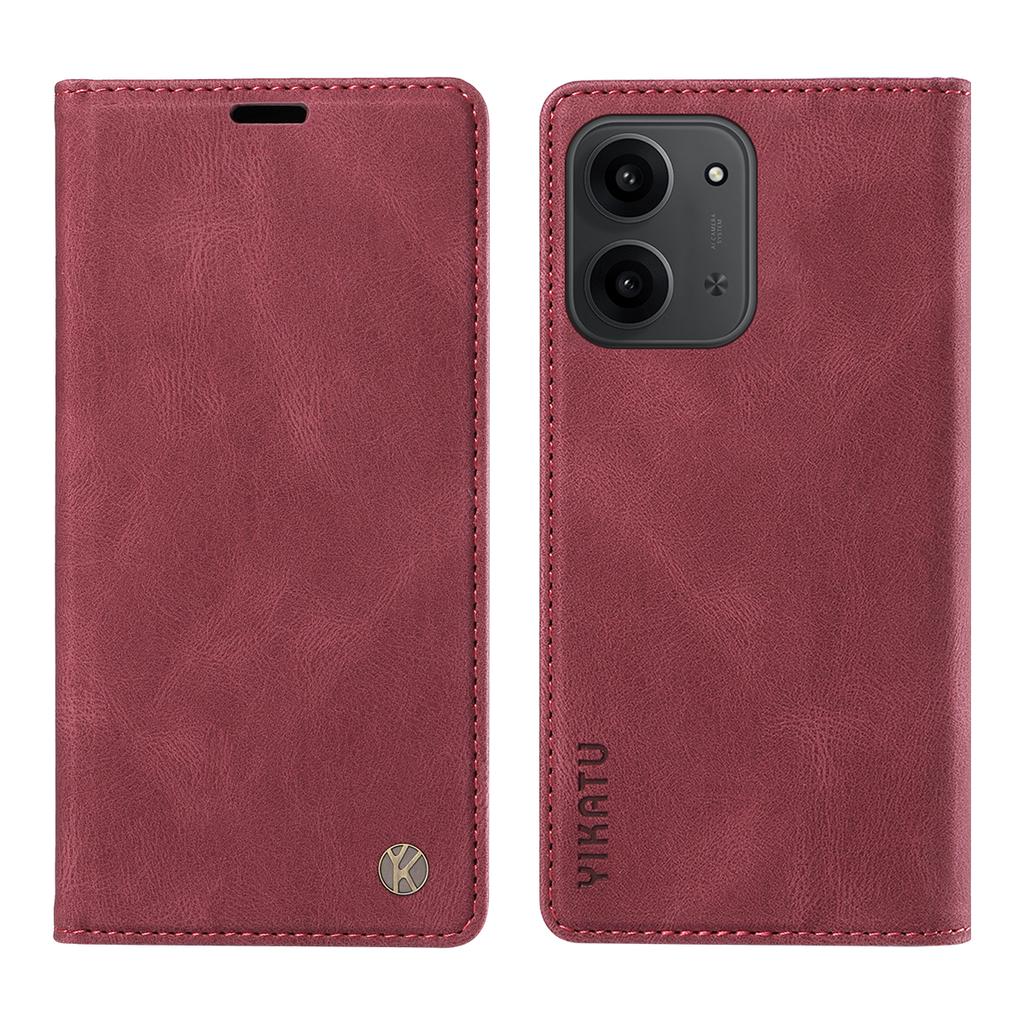 For Xiaomi Redmi 15C 4G (173 mm) Lærdeksel YIKATU YK-004 Hudfølelse Lommebok Telefondeksler