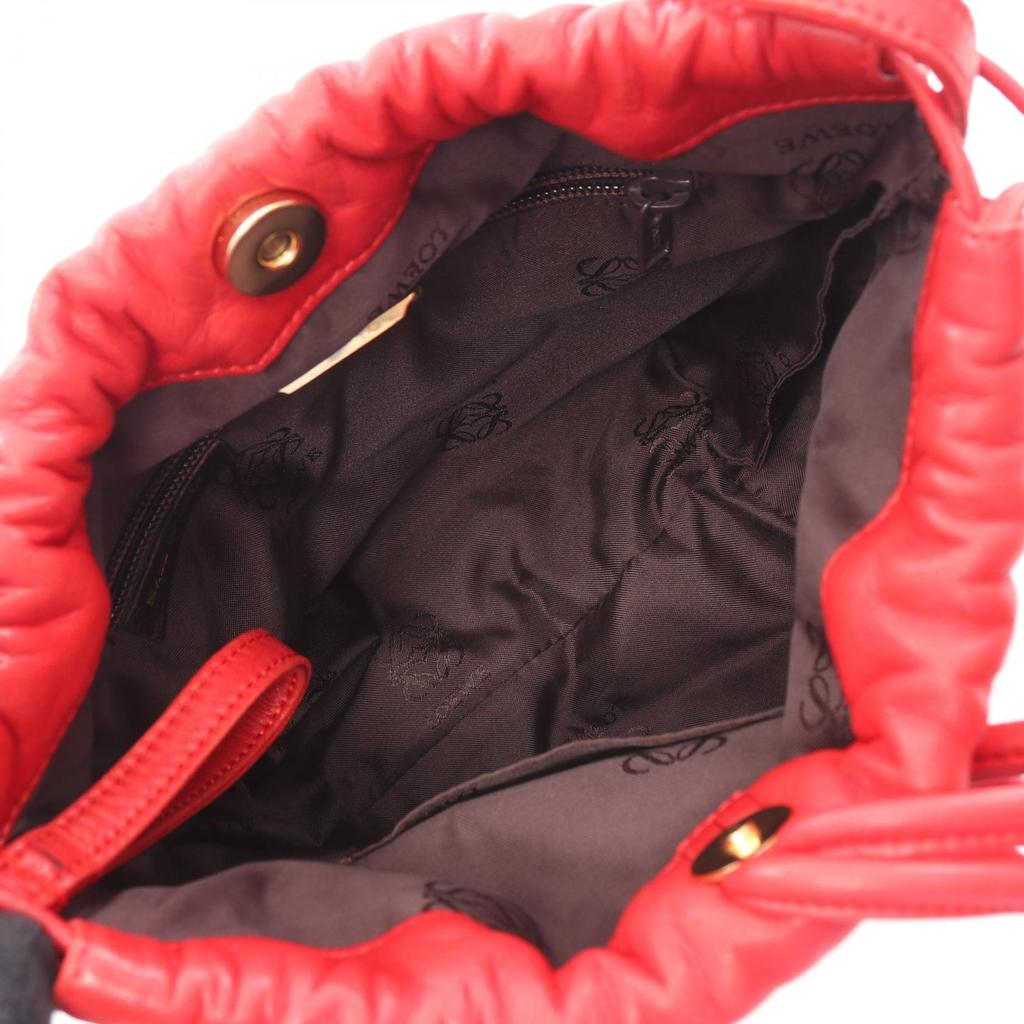 Used LOEWE Anagram drawstring bag Shoulder Bag Nappa leather Red Used Women