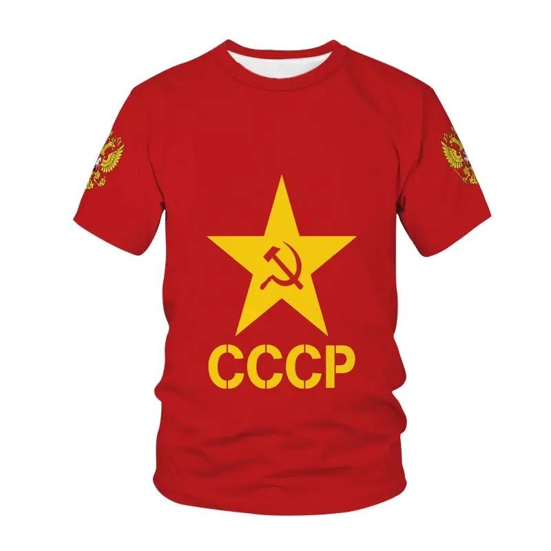 Russia Men's T-shirt Summer Casual Round Collar Russian Flag Short-sleeved Tops Tees Men Clothing