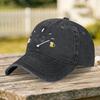 Vintage Washed Baseball Cap with Beer Oil Table Pattern Adjustable for Weddings Parties Festivals Cycling Camping