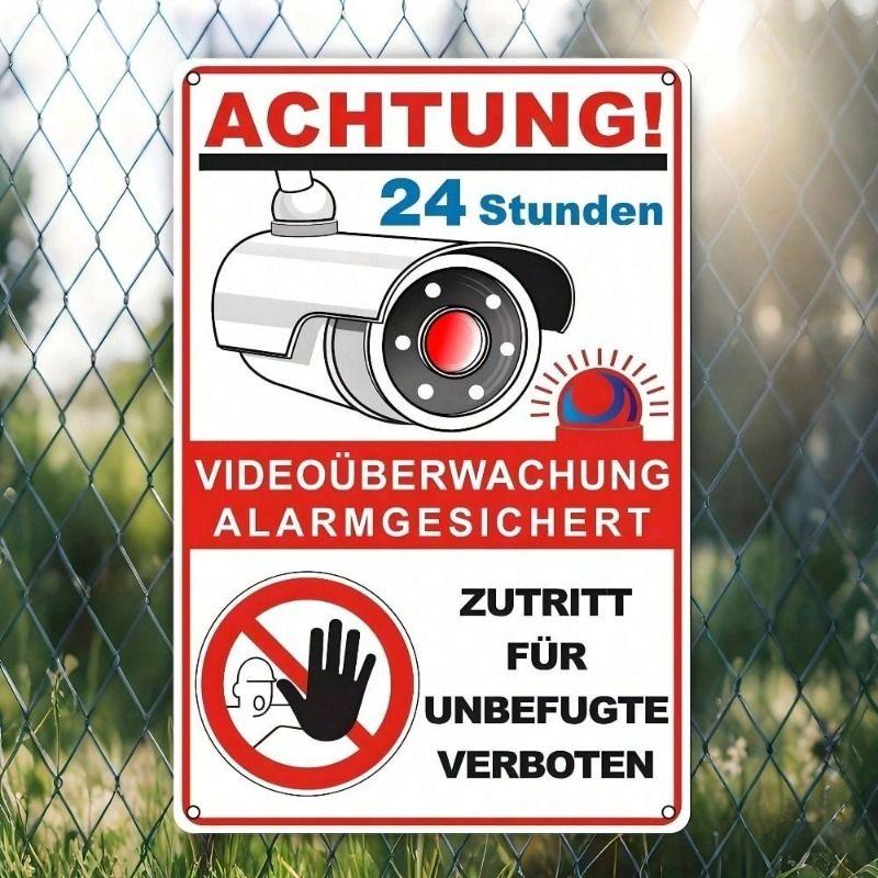 Outdoor Metal Security Sign Camera Surveillance Warning Plate 20x30cm