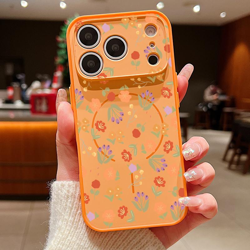 White Flower Pattern Case For iPhone 17 Pro Max Hybrid TPU+PC Magnetic For Magsafe Matte Cover For iPhone 16 Pro Max 15 14 13