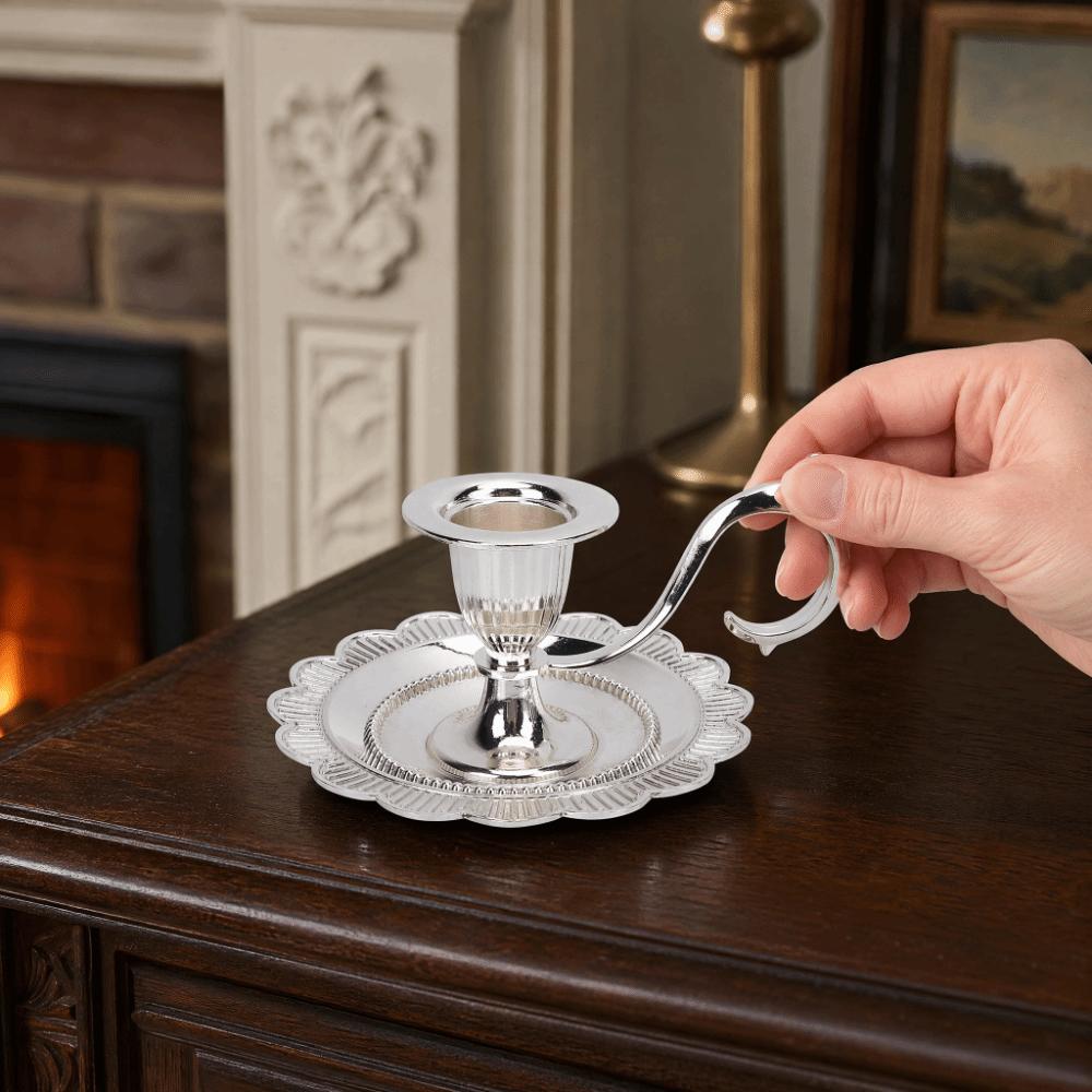 Drip Catcher Tray Taper Candle Holder Handle Stand Handheld Candle Stand  Home Decoration