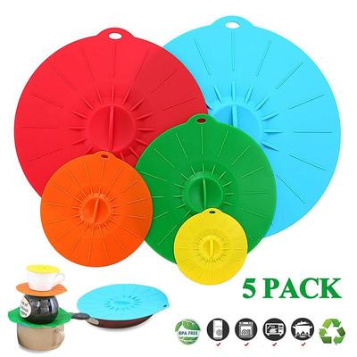 5Pcs Silicone Food Fresh Cover Tools Reusable Silicone Microwave Bowl Cover Colorful Cooking Pot Pan Lid Cover Kitchen Utensils