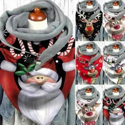 Európsky & Americký Vianočný Potlač Trojuholníková Pracka Šatka na Krk - Imitácia Kašmíru