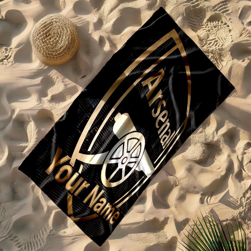Arsenal F.c. Personalized Name Beach Towel Super Soft & Absorbent Perfect for Traveling Yoga Camping and Swimming