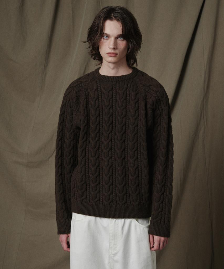 GLW Raglan Zopfmuster Braun