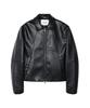 NOISE Grain Crop Leather Jacket_[Black]