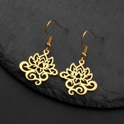 LIKGREAT Curled Lotus Earrings Zen Peace Symbol Earrings Meditation Yoga Stainless Steel Jewelry Christmas Spiritual Gift