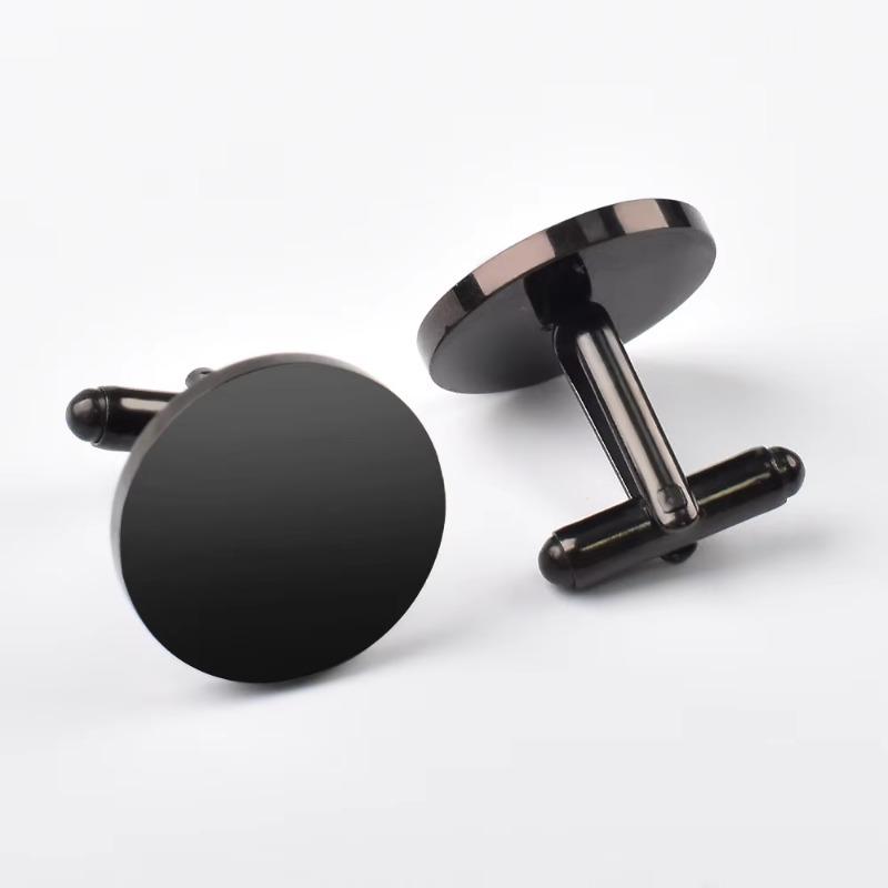 1 Pair Fashionable Stainless Steel Cufflinks Smooth Surface Gold Color Round Cufflinks Man's Suit Accessories