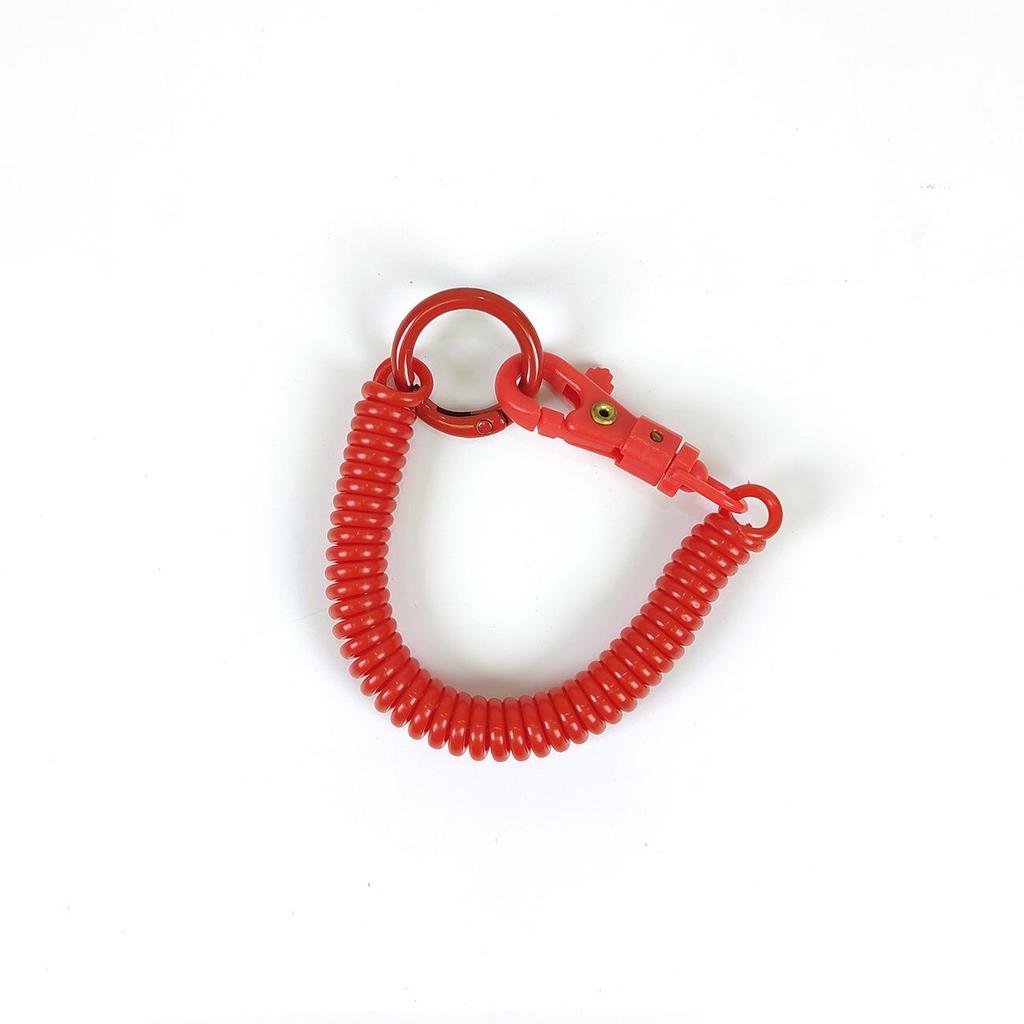 Colorful Retractable Plastic Spring Rope Keychain - Portable Anti-Lost Keyring