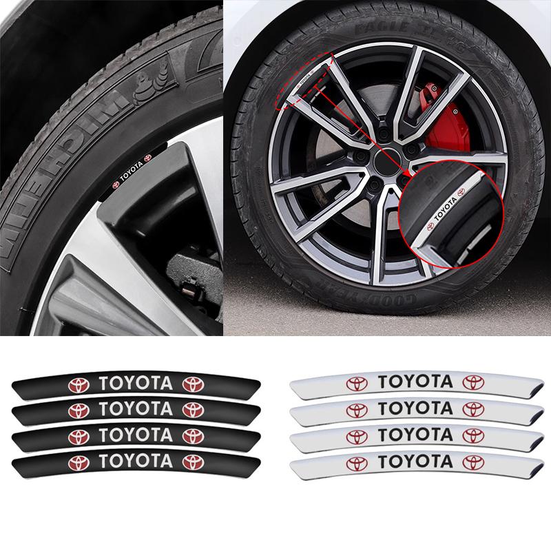 4Pcs Aluminum Car Wheel Hub Badge Sticker Tire Rim Decor Decal for Toyota Trd Corolla Camry RAV4 CHR Yaris Prius Prado Auris Avensis