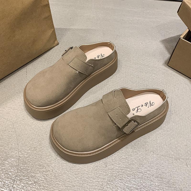 Slippers Casual Shoes Woman 2025 Low Cover Toe Loafers Platform Pantofle Female Mule Luxury New Flat Mules Rome Slides PU Fabric