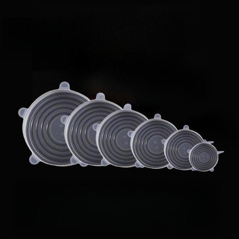 6 Stück Silikon Elastische Deckel Wiederverwendbar Dehnbar Runde Lebensmitteldeckel Geeignet für Verschiedene Lebensmittelbehälter Mikrowellen-/Spülmaschinenfest