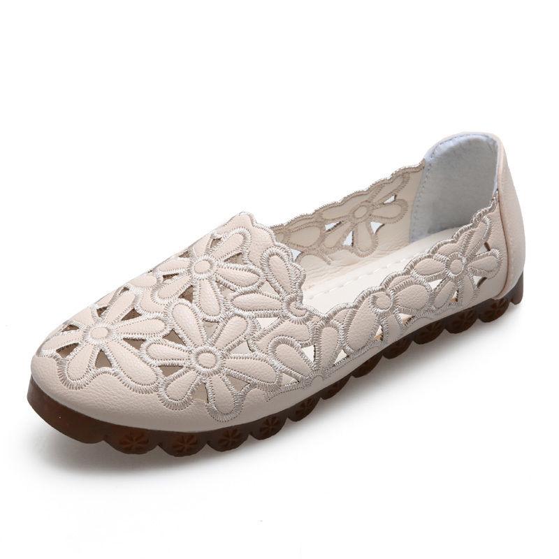 Весенне-летние сандалии на полой основе, женская универсальная обувь с отверстиями на плоской подошве с мягкой подошвой, нескользящая обувь в горошек на плоской подошве 37