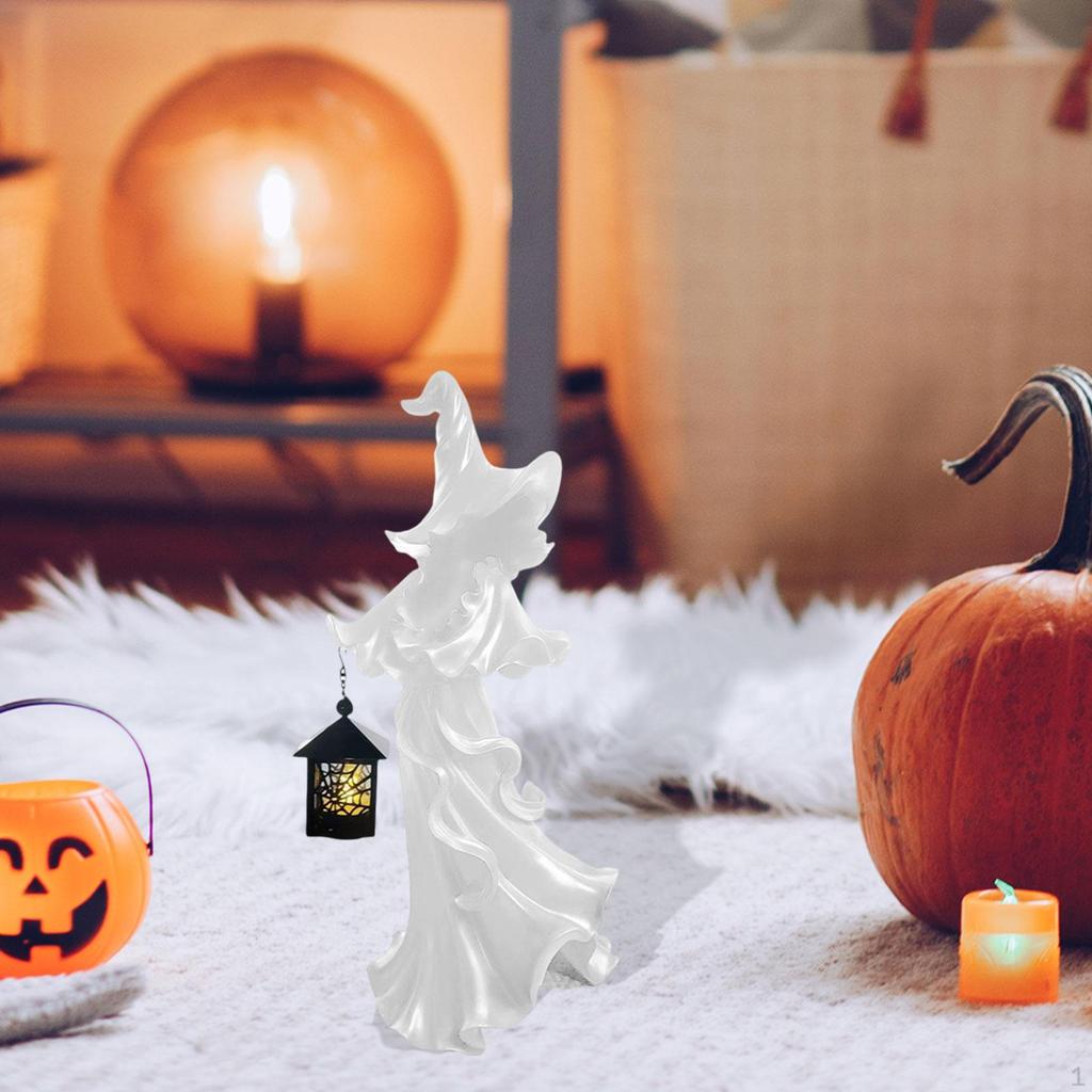 Witch Lantern Ornament Barrel Figurine Resin Statue Faceless Sculpture for Garden Indoor Backyard