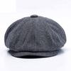 Luxuriöse Herren-Tweed-Fischgräten-Newsboy-Kappe mit 8-Panel-Design für zeitlosen Stil