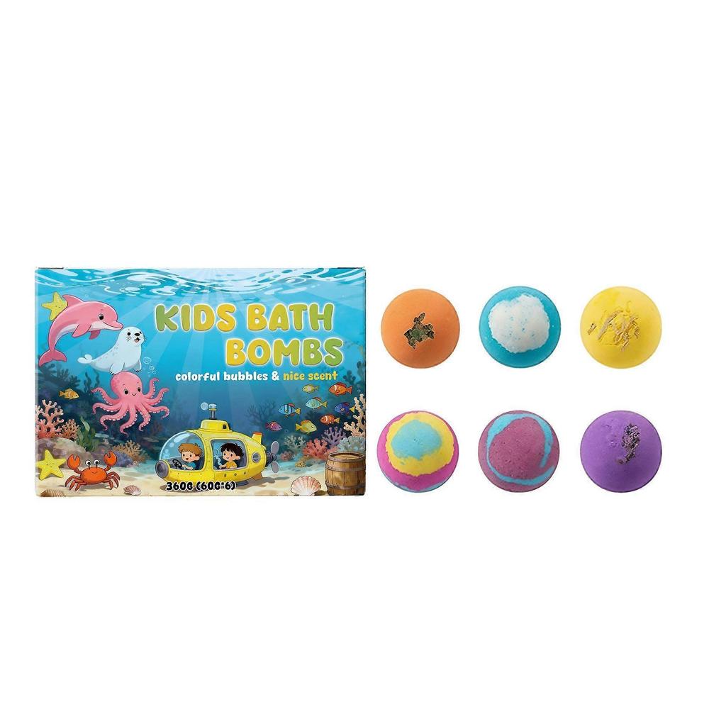 6 Pack Kids Bath Bombs Gift Set, Ocean Themed Fizzing Bath Bombs with Surprise Inside, Gentle Moisturizing Bubble Bath for Toddlers