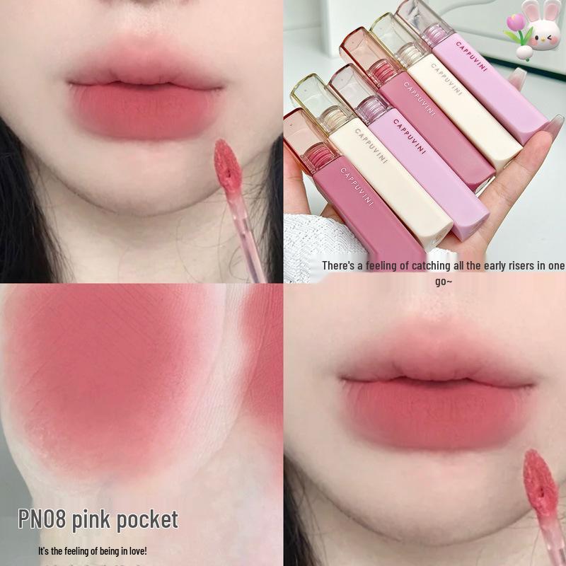 

Cappuvini Art Cotton Matte Lip Gloss - Velvet Nude Whitening Lipstick for Students