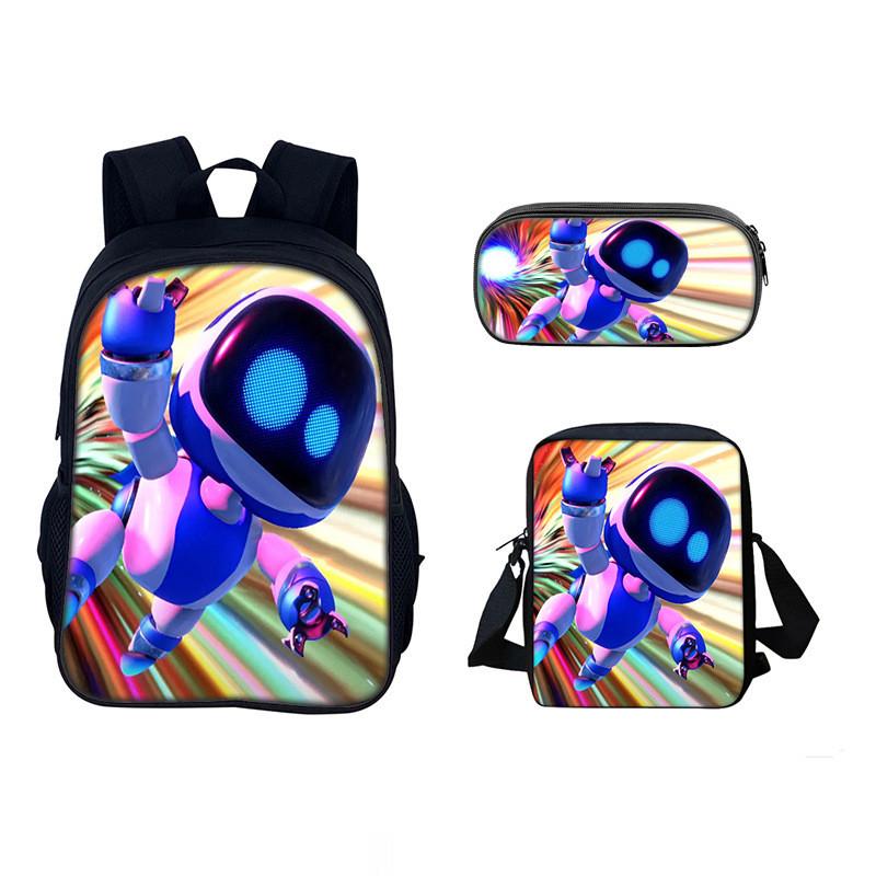 Astro Bot Space Robot Kids School Backpack Set With Cartoon Print For Elementary Students