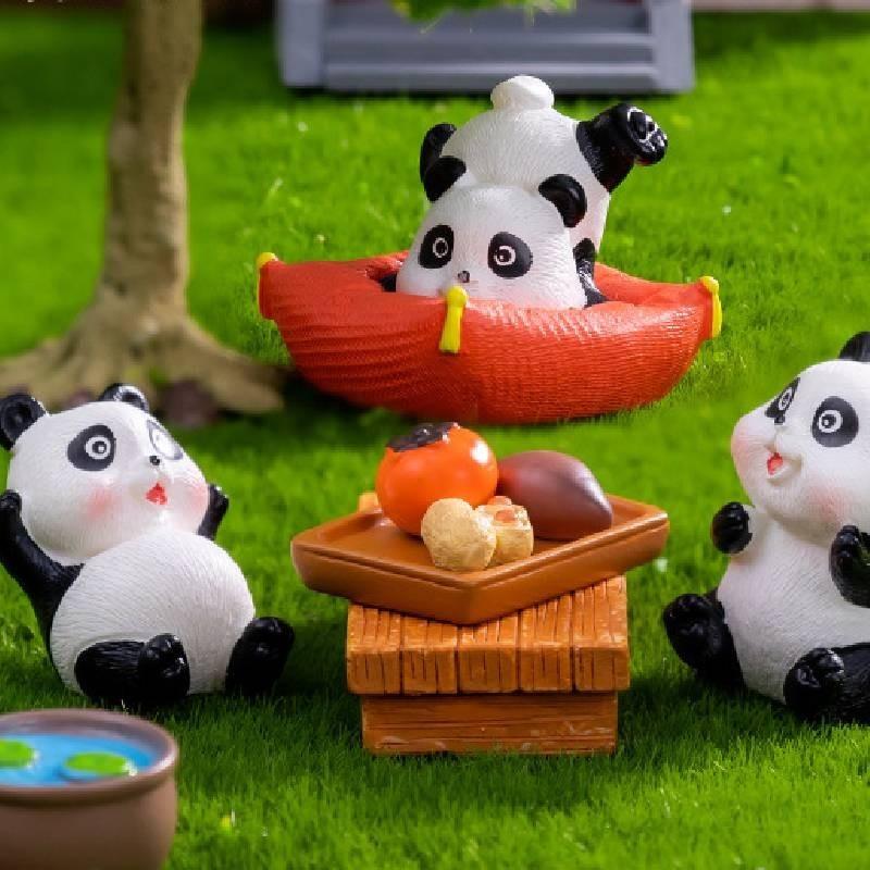 Resin Panda Diy Figurines Microlandscape Craft Set Miniature Tea Decor Party