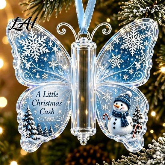 Decorative Ornaments for Parties Butterfly Cash Gift Ornament Christmas Money Holder Hanging Decor with Holiday Decorations Festive Print,