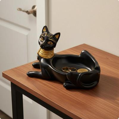 Klassischer Katzen-Organizer Tragbare Schmuckaufbewahrungsschale Vielseitige Heimdekoration für Eingangsbereich, Schminktisch,