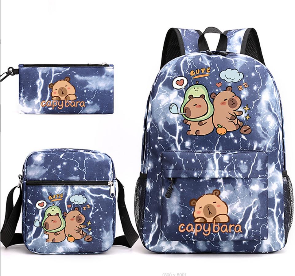 3-teiliges Schulrucksack-Set für Schüler Große Kapazität Oxford-Stoff Schultasche mit Schultergurt und Federmäppchen