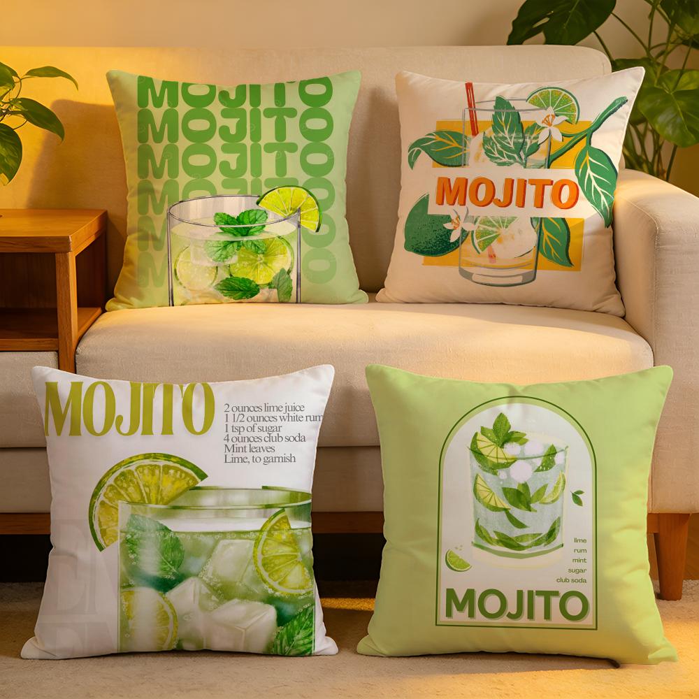 Cushion Cover Linen SkinFriendly Soft Decorative Case For Sofa Home Decor Mojito Cocktail Art Pillow cover