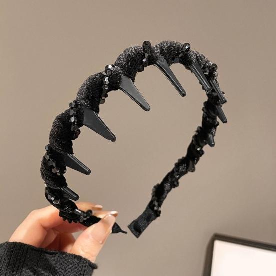Women Headband Sparkling Rhinestones Decor Anti-slip Teeth Hair Hoop Versatile