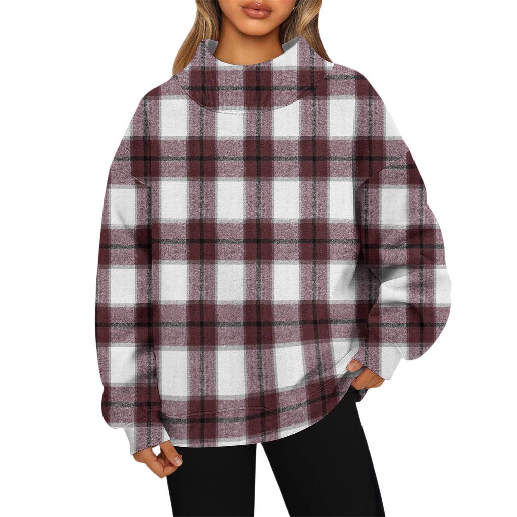Women's Sweatshirt Sports Flannel  Sweatshirt Long Sleeve Top Casual V-Neck Sweatshirt