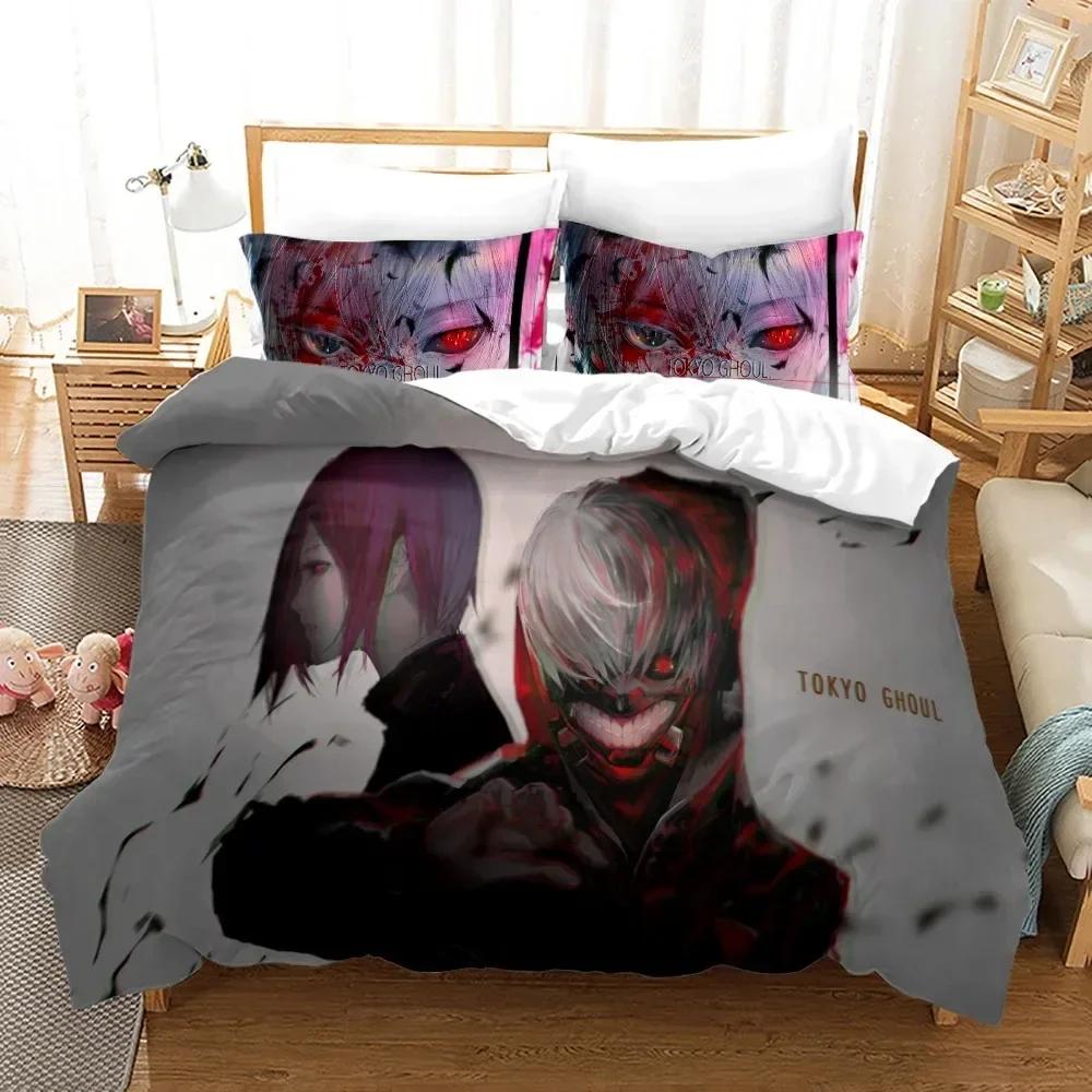 3D Print Anime Tokyo Ghoul Printed Bed Set Duvet Cover Pillowcase Bedding Set Bed Linen Sheet Quilt Cover Full Queen King Size