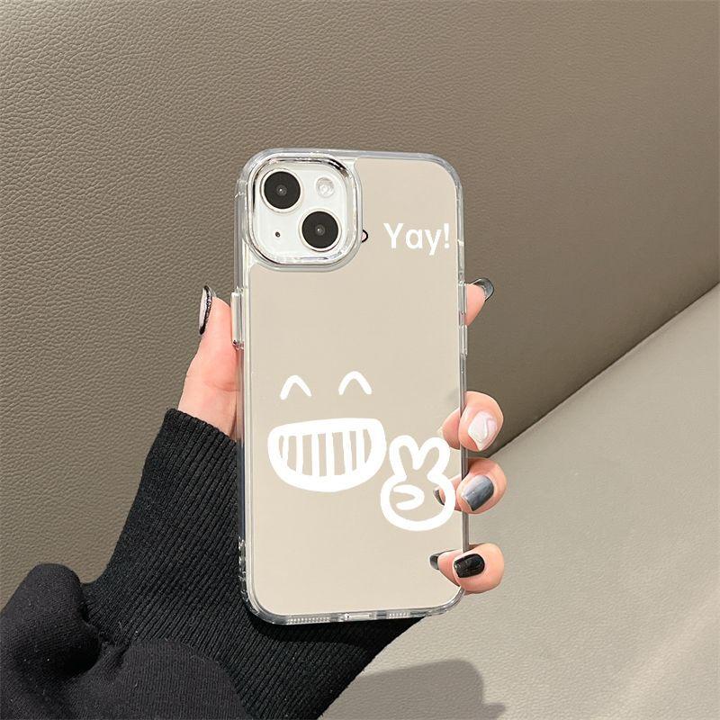 Fun expression bag mirror surface is suitable for iPhone17 mobile phone case 16pro electroplating button x Apple 13 all-inclusive 14