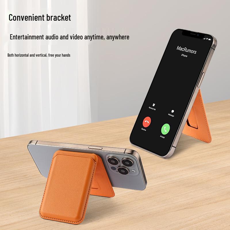 iPhone 12-17 MagSafe Magnetic PU Leather Card Holder & Phone Stand - Light Luxury Style