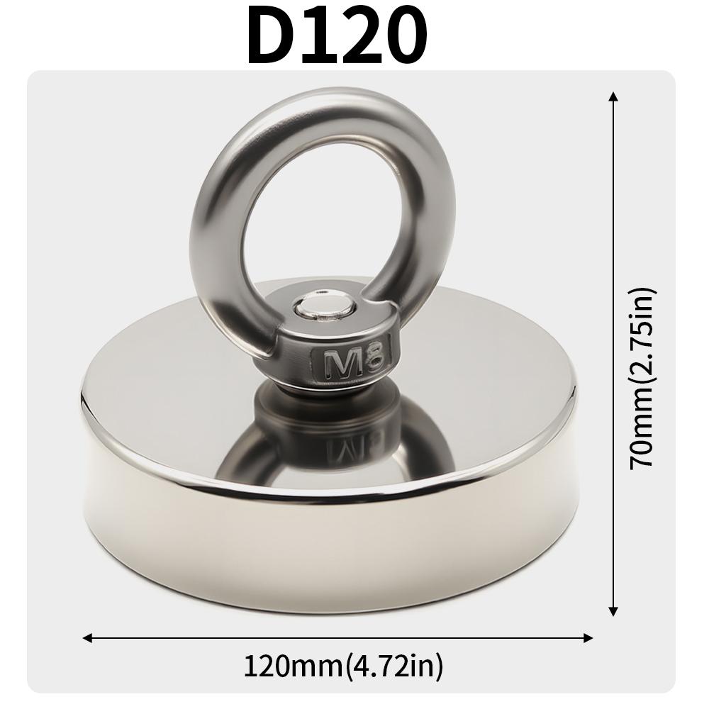 D16-D120mm N52 Super Strong Neodymium Fishing Hook Heavy Duty Magnet Neodymium Magnet with Countersunk Hole Eyebolt