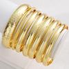 7Pcs Gold Color Bangle Set For Women Fashion Hammered Smooth Open Cuff Bracelet Trendy Stackable Wristband Boho Jewelry Gift New