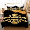 Luxury Black Gold 3Pcs Geometric Queen King Full Size Duvet Cover Bedding Linen Set 2 Seater Bedspread 200x200 240x220 150x200