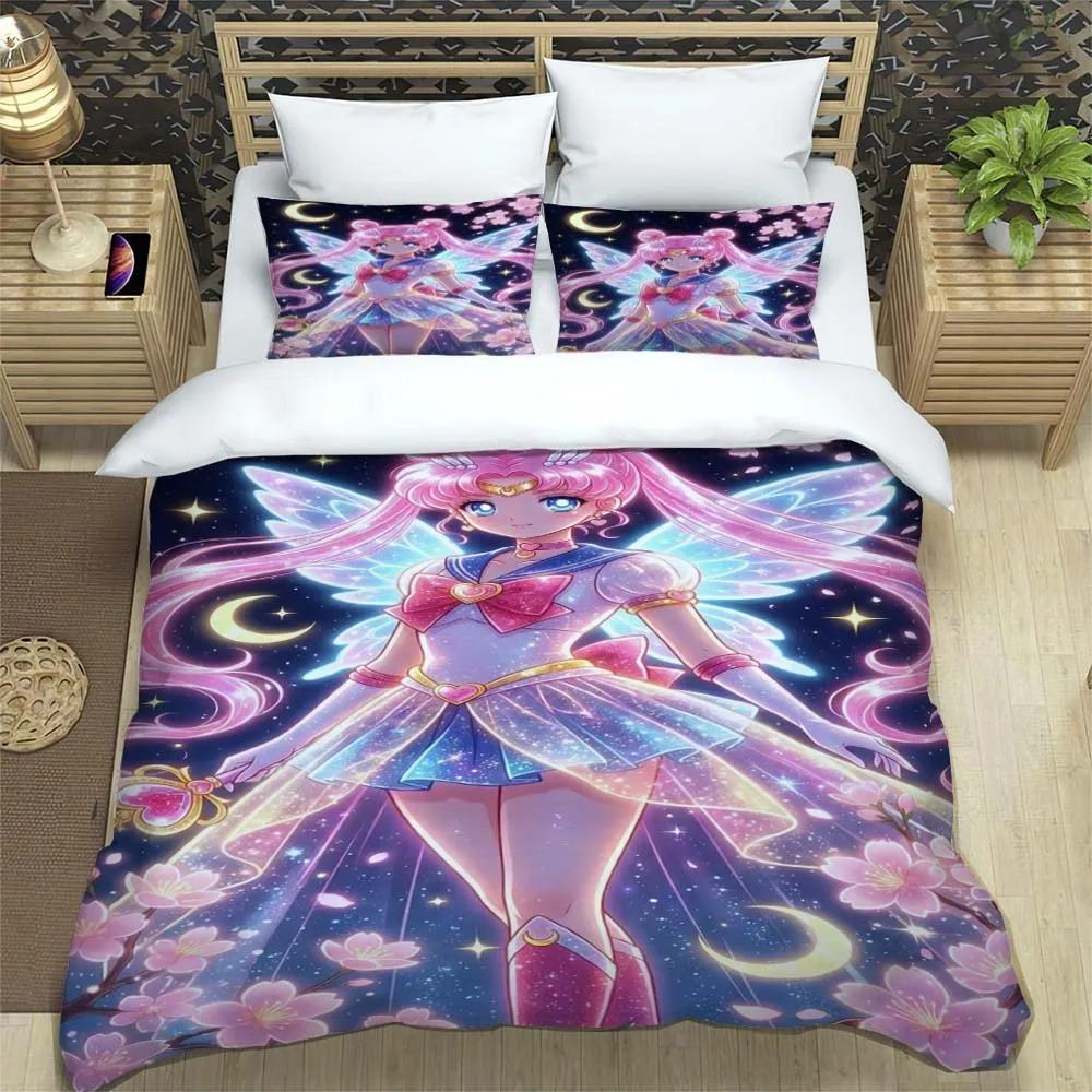 New Kawaii Sailor Moon Duvet Cover Pillowcase Bedding Set Adult Boy Bedroom Decoration Children Gift Single Double Large Size