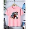 European Sizes The Round-Neck T-Shirt Features a Beautiful Horse Head Design, Suitable for  Children