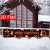 Merry Christmas Fence Banner, Deer & Jingle Bells Indoor Outdoor Design, Polyester Outdoor Yard Fence Lawn Garage Porch Balcony Decoration